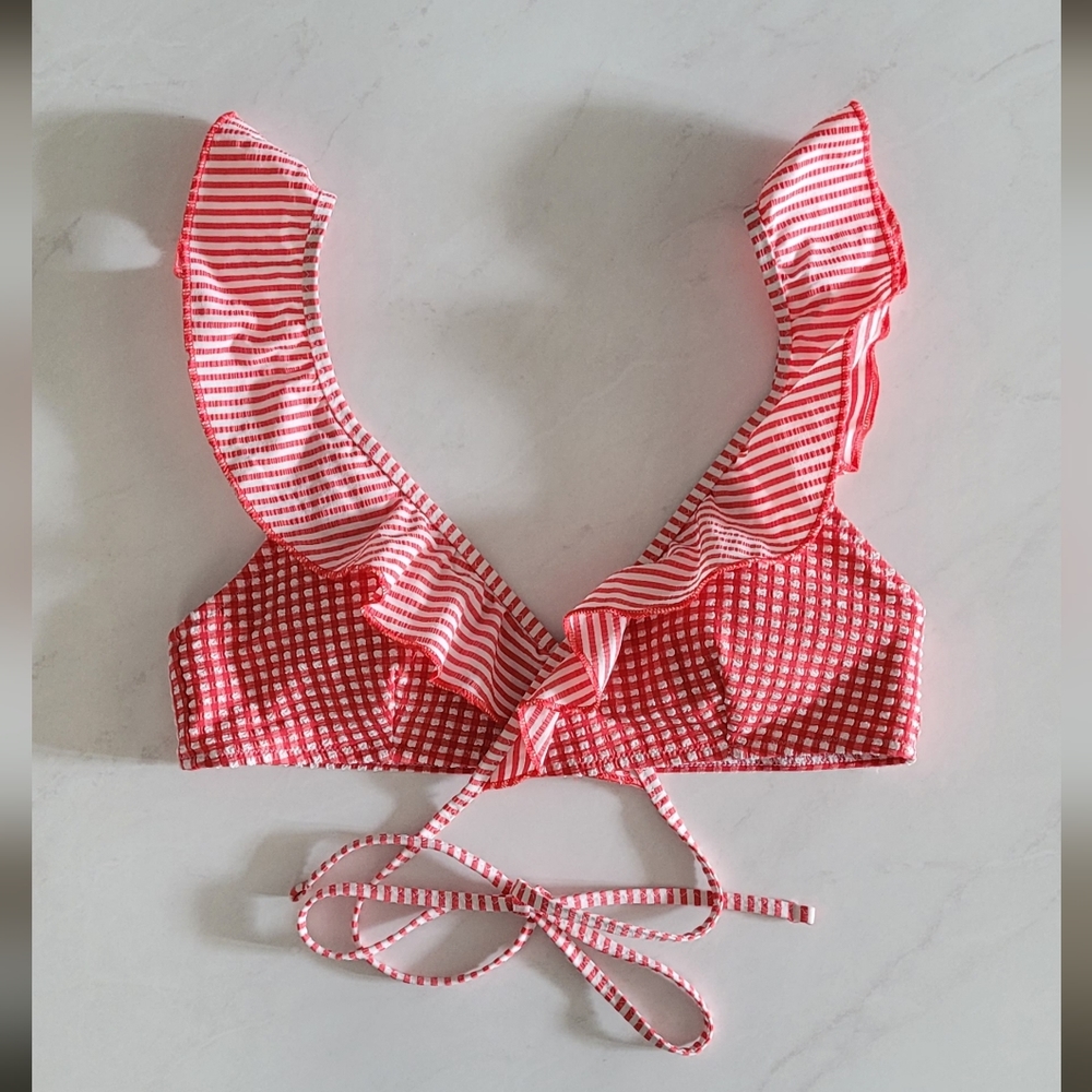 Aerie Scoop Wrap Ruffle Bikini Top